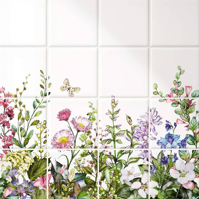Fliesenaufkleber Sommerwiese - 12er Set