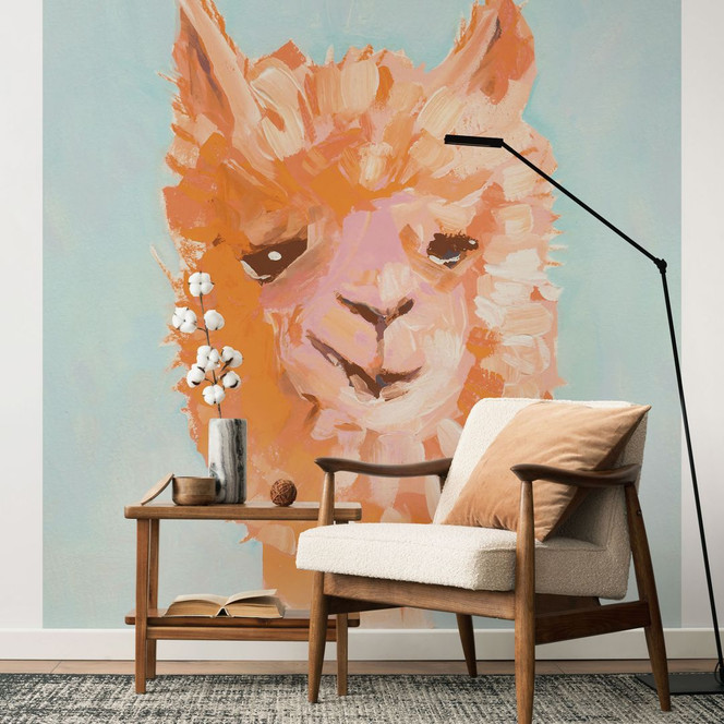 Fototapete mit Tiermotiv - Oranges Alpaca - Zwara