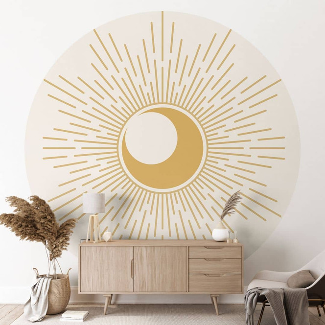 Fototapete Goldene Sonnenstrahlen - KsanaKalpa - Rund - Selbstklebend/Vlies