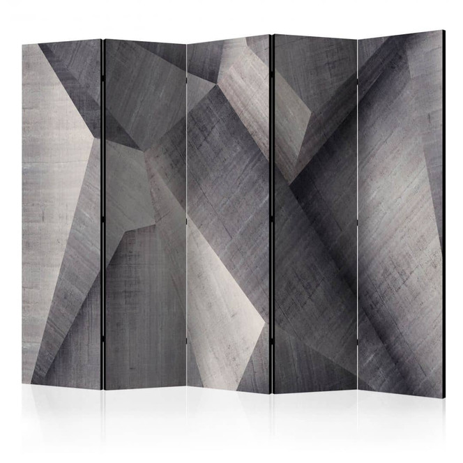 Paravent, Raumteiler freistehend, Trennwand - Abstrakte Betonblöcke, 5-teilig - 225 x 172 cm