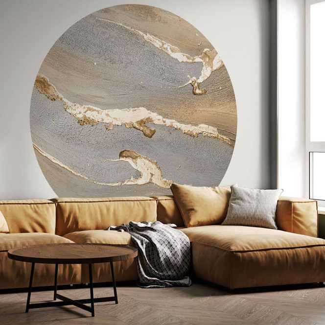 Fototapete Goldener Sand - Purina-Purite - Rund - Selbstklebend/Vlies