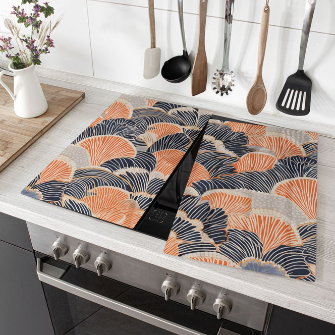 Herdabdeckplatte Muschelmuster in Orange-blau - Treechild