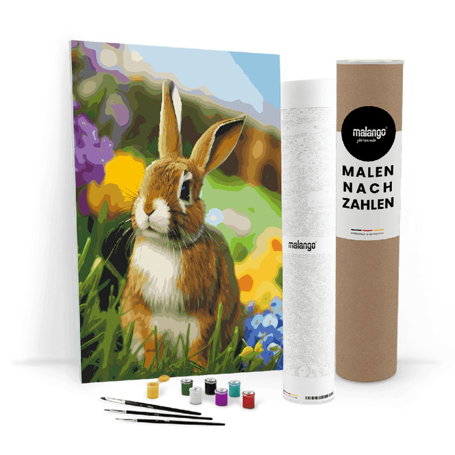 Malen nach Zahlen Leinwandbild - Osterhase Otto