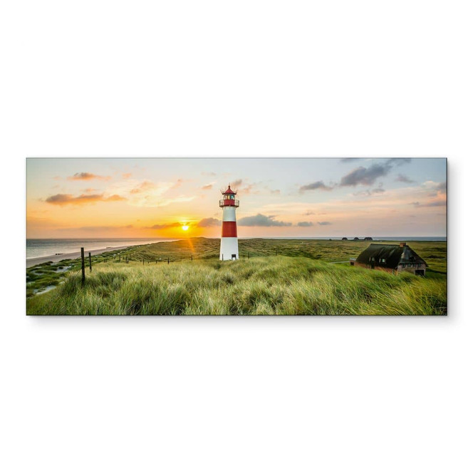Wandbild Leuchtturm auf Sylt - Panorama - Alu-Dibond