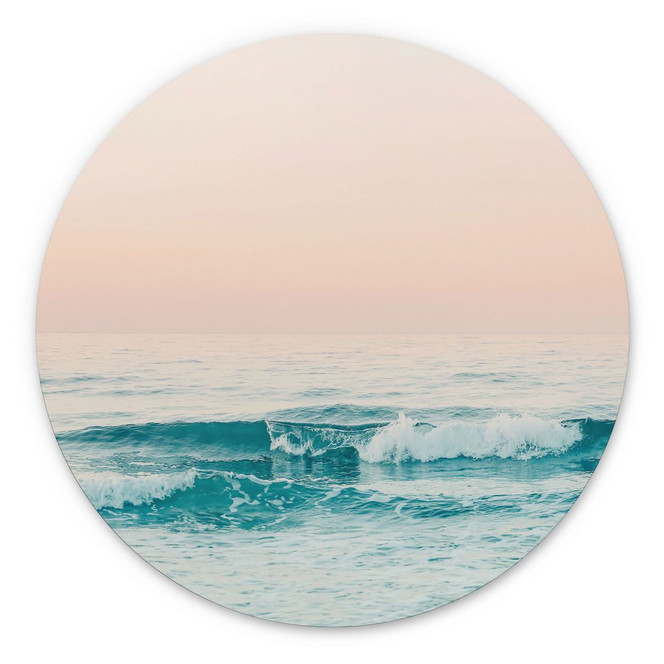 Alu-Dibond Blaues Meer trifft auf rosa Himmel in Griechenland - Sisi & Seb - Rund
