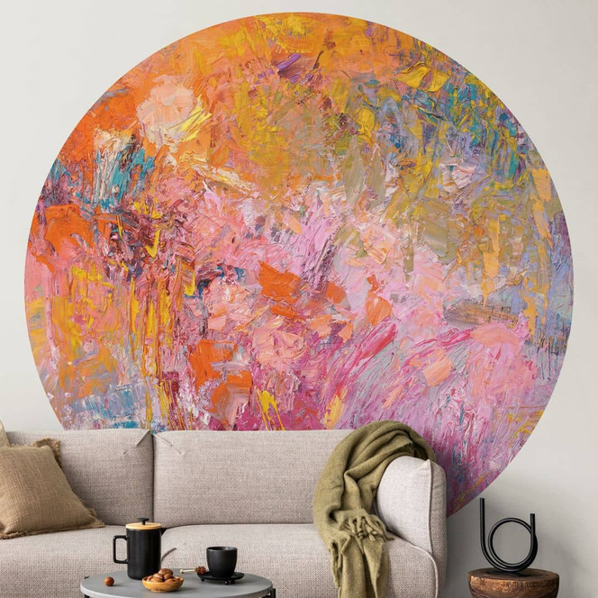 Fototapete Abstrakter bunter Rosengarten - Fagan - Rund - Selbstklebend/Vlies