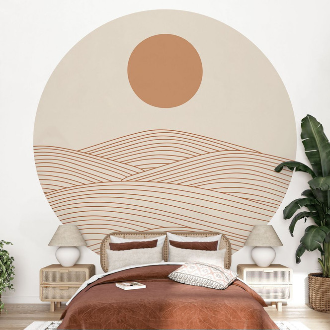 Fototapete Sonnenaufgang über der abstrakten Wüste - Playell - Rund - Selbstklebend/Vlies