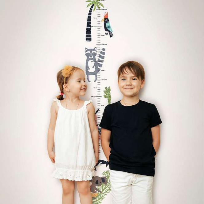 Kindertapete, Vliestapete, Messlatte mit Illustration Kids Walls weiss, bunt