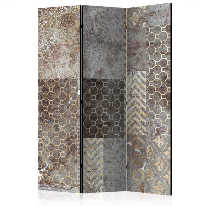 Paravent, Raumteiler freistehend, Trennwand - Geometrische Texturen, 3-teilig - 135 x 172 cm