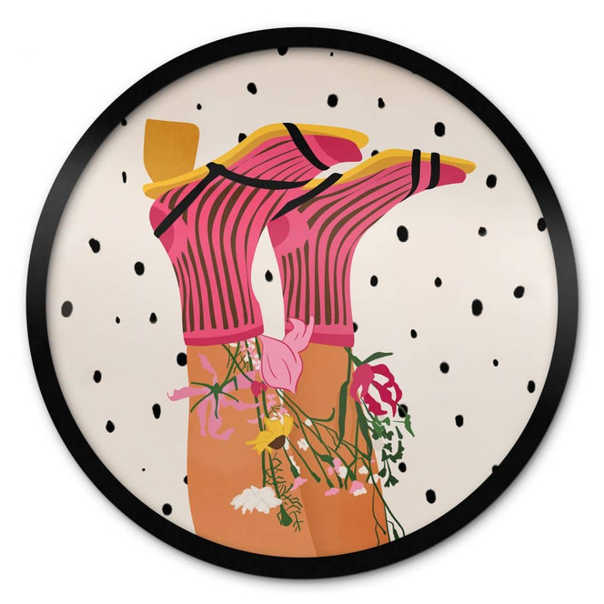 Poster Sockenliebe trifft Flower Power - Mokate - Rund