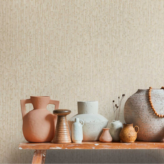 Strukturtapete vertikal Creme Beige – Vliestapete mit 3D-Effekt