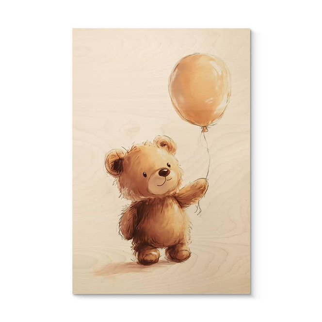 Holzbild Kleiner Teddybär mit Luftballon - Magnusson