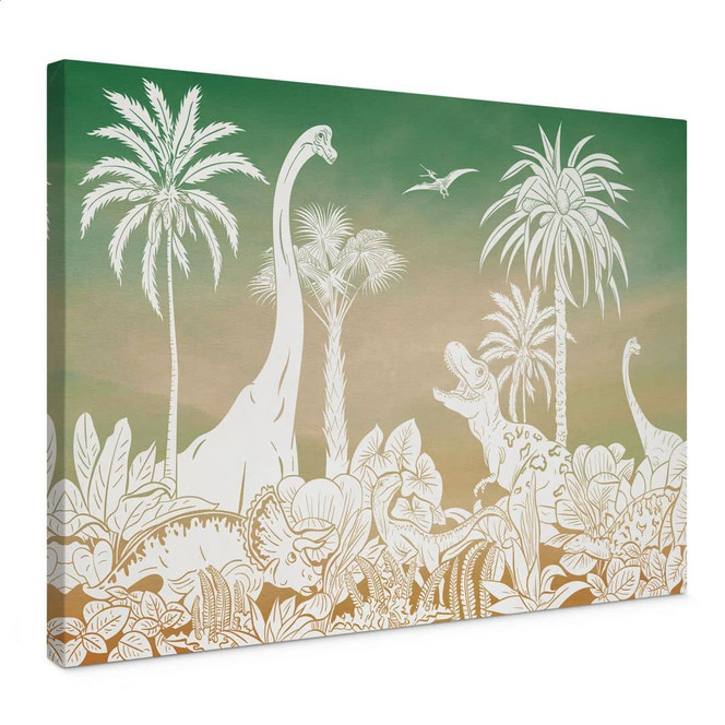 Leinwandbild Abenteuerreise zu den Dinosauriern - Ombre - Kikki Belle