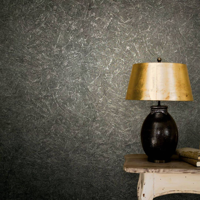 Vliestapete in Wischtechnik-look anthrazit, silber Struktur