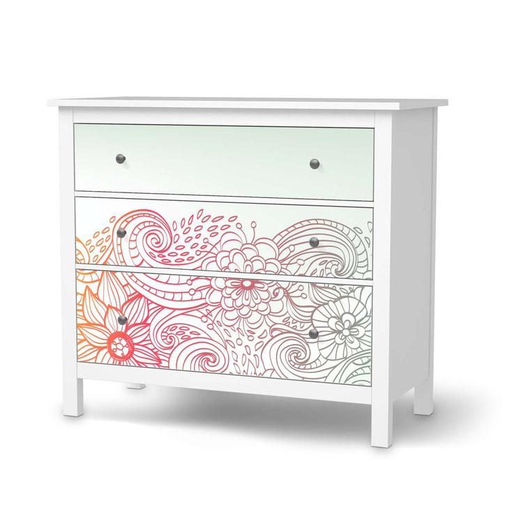 Möbelfolie IKEA Hemnes Kommode 3 Schubladen - Floral Doodle - CR114718