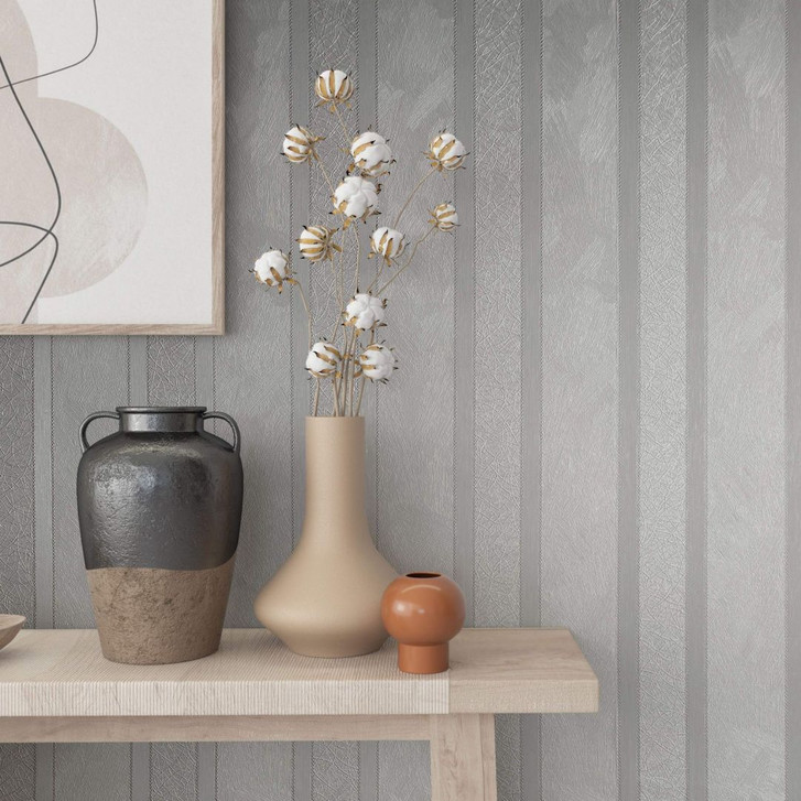 Vliestapete mit strukturierten Streifen grau Streifen - WA446149