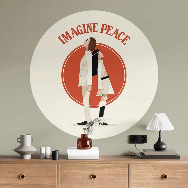 Wandtattoo Imagine Peace - Zwei für Frieden und Hoffnung - Retrodrome - Rund - WA436083