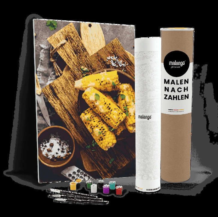Malen nach Zahlen Leinwandbild - gegrillter Zuckermais - WA446962