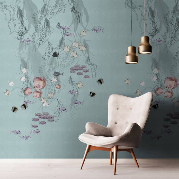 Fototapete mit Fischen, Grün Illustration 3.40 x 2.12 m - WA448873