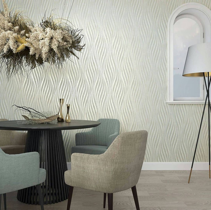 Vliestapete mit geschwungenen glänzenden Streifen grau Muster - WA444967