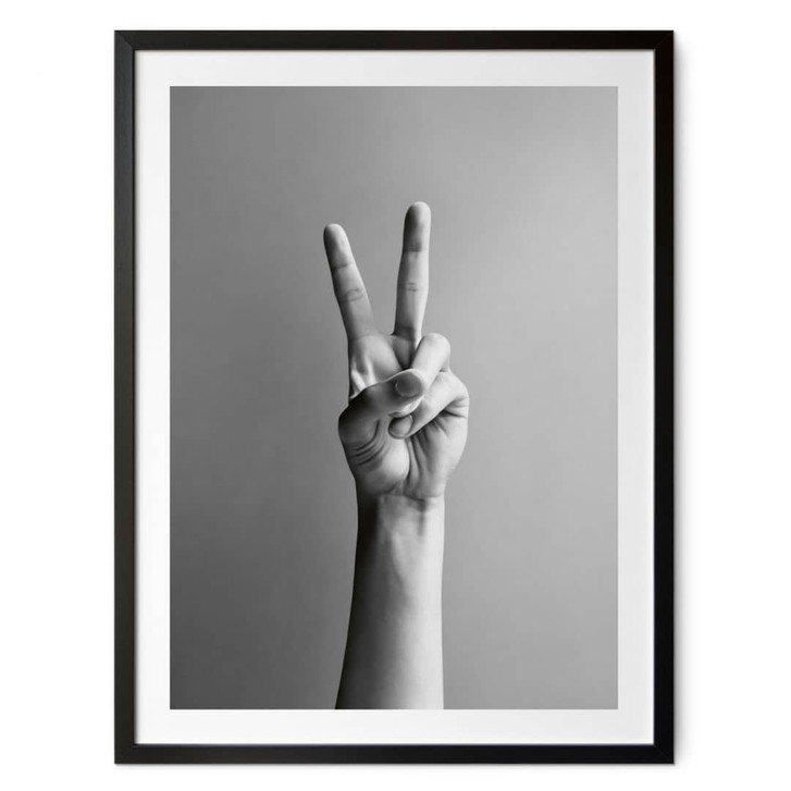 Schwarz-Weiss Poster | Victory Hand - Zeichen des Friedens und Sieges - Bühler - WA433261