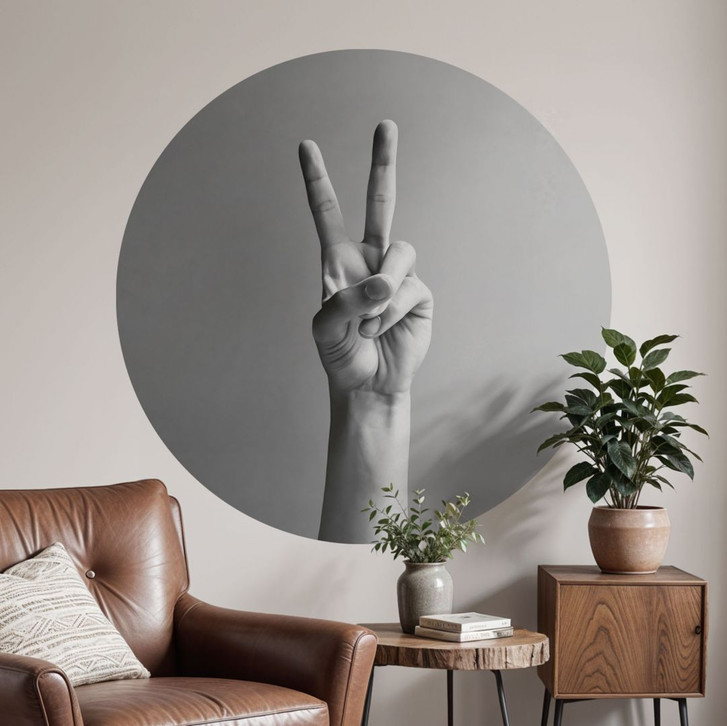 Wandtattoo Victory Hand - Zeichen des Friedens und Sieges - Bühler - Rund - WA433742