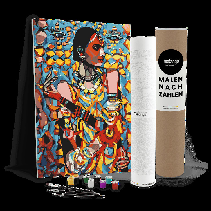 Malen nach Zahlen Leinwandbild - Frau traditionell Modern Art - WA447038