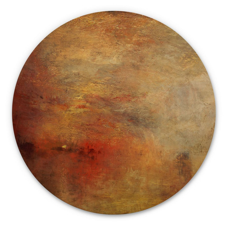 Holzbild Turner - Sonnenuntergang über einem See - Rund - WA459601