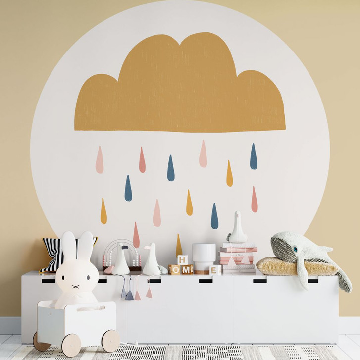 Kinderzimmer Fototapete Fröhlicher Regen in Pastelltönen - Lisboa - Rund - Selbstklebend/Vlies - WA468321