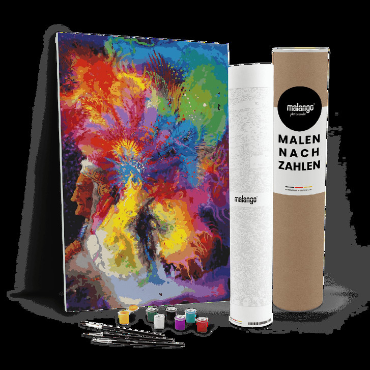 Malen nach Zahlen Leinwandbild - Indianer Häuptling - WA446798