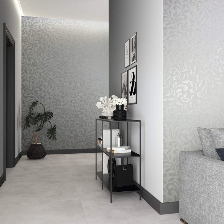 Vliestapete mit abstraktem Blattmotiv und linierter Struktur weiss, pearl Grafisch - WA446337