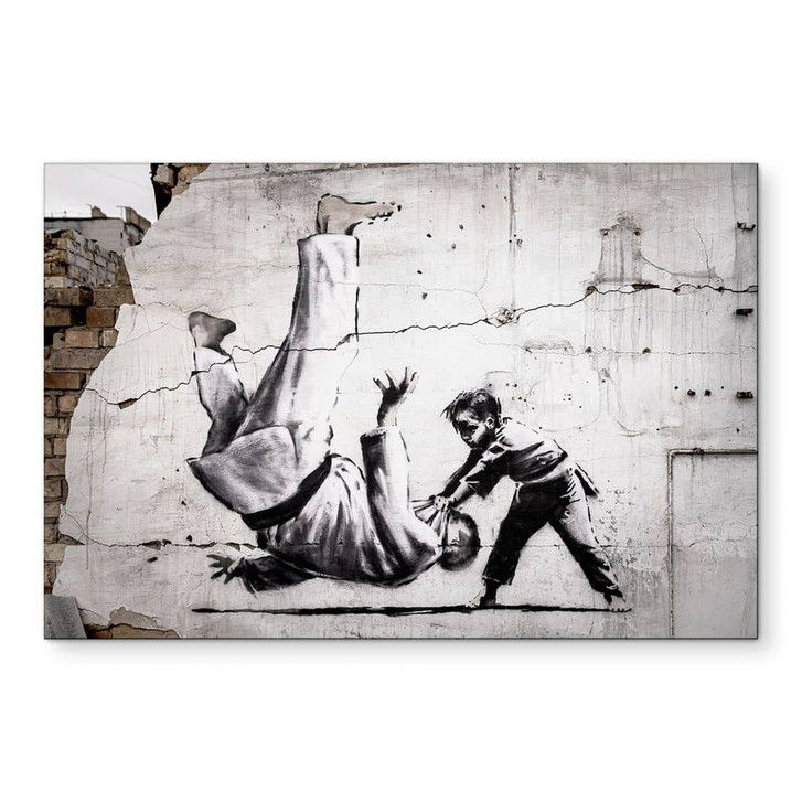 Wandbild Banksy in der Ukraine - Ein kleiner Judoka - Alu-Dibond - WA422387