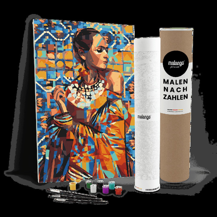 Malen nach Zahlen Leinwandbild - Frau traditionell Polygon - WA447042