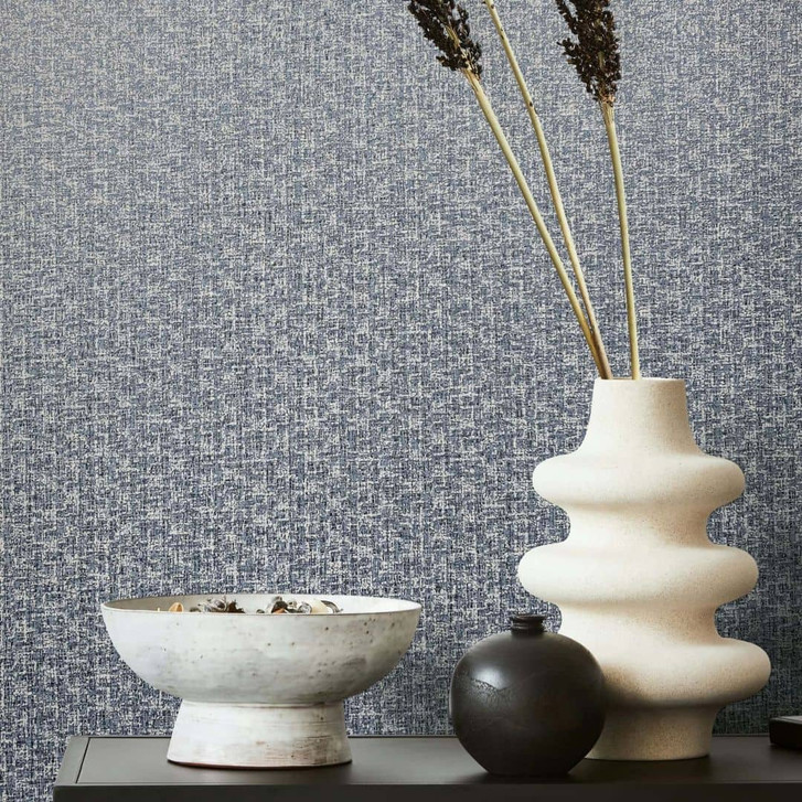 Vliestapete Textiloptik Uni Modern in Blau - WA472985