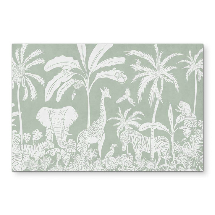 Wandbild Dschungeltiere in tropischem Grün - Kikki Belle - Alu-Dibond - WA441495