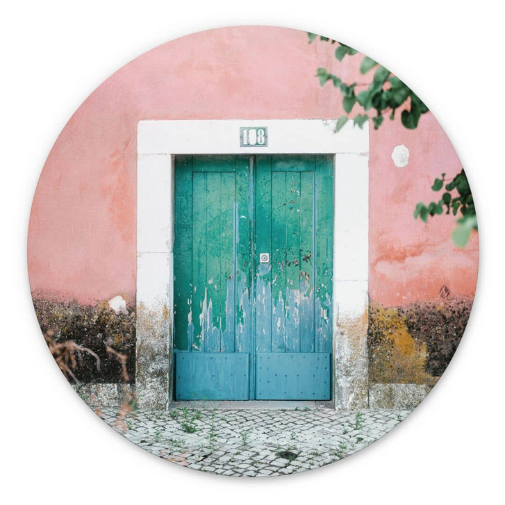 Wandbild Mediterrane Hausfassade in Lissabon - Zwart - Alu-Dibond Rund - WA458318