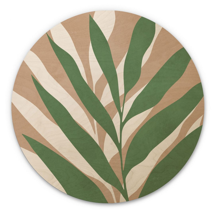 Holzbild Tropische Zweige im sanften Farbspiel - Costa - Rund - WA459545