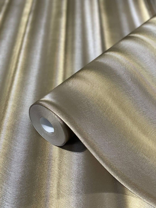 Vliestapete in Streifen mit Glanzeffekt braun, gold Welle von Harald Glööckler - WA451042