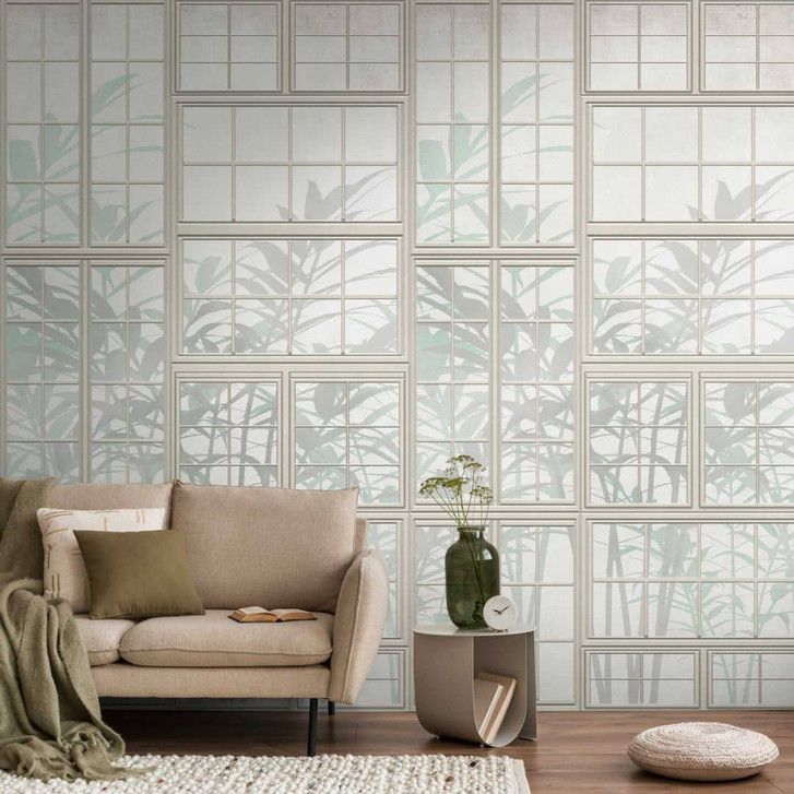 Fenster-Fototapete mit Pflanzenmotiv - Vliestapete Natur-Optik - Wohnzimmer 3D-Tapete - WA418354