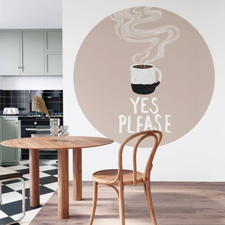 Fototapete Heisse Tasse Kaffee am Morgen | Küchentapete - EMELIEmaria - Rund - Selbstklebend/Vlies - WA468285