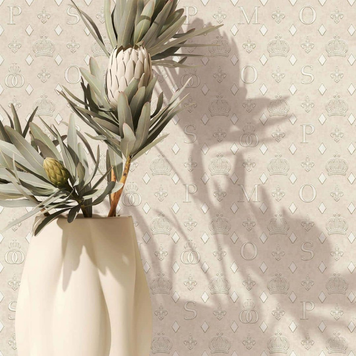 Vliestapete Kronen, Rauten Grafisch Designer matt in Beige - WA472995