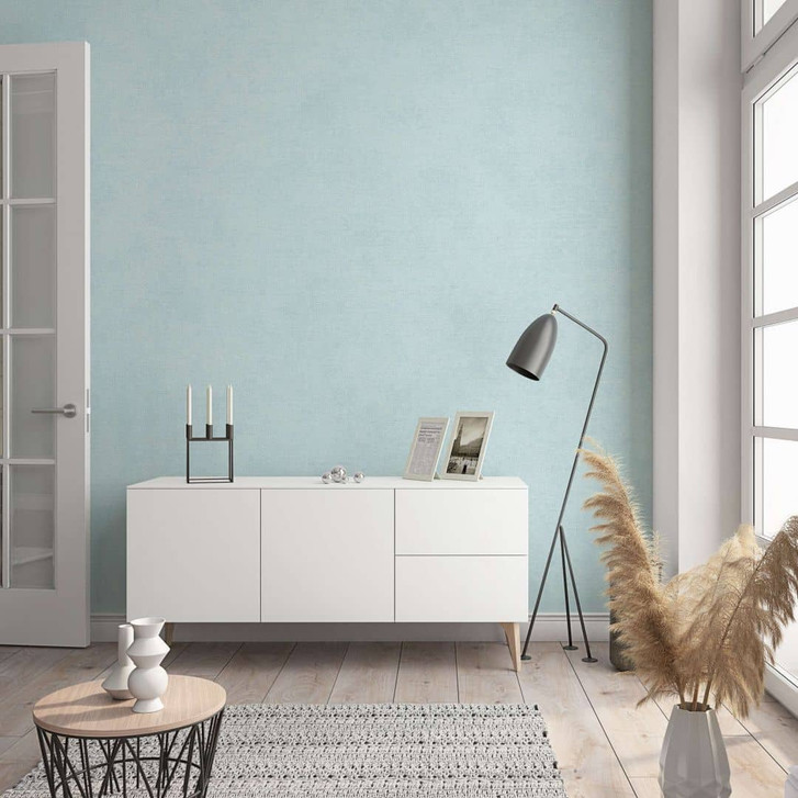 Vliestapete in moderner, feiner Struktur türkis Uni - WA450152