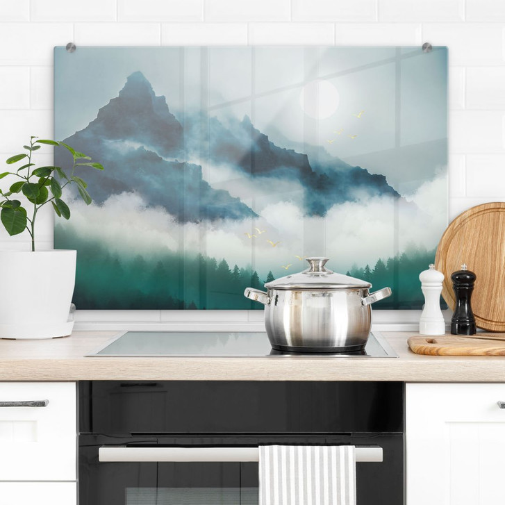 Spritzschutz Neblige Landschaft in der Nacht - SpaceFrog Designs - WA429049