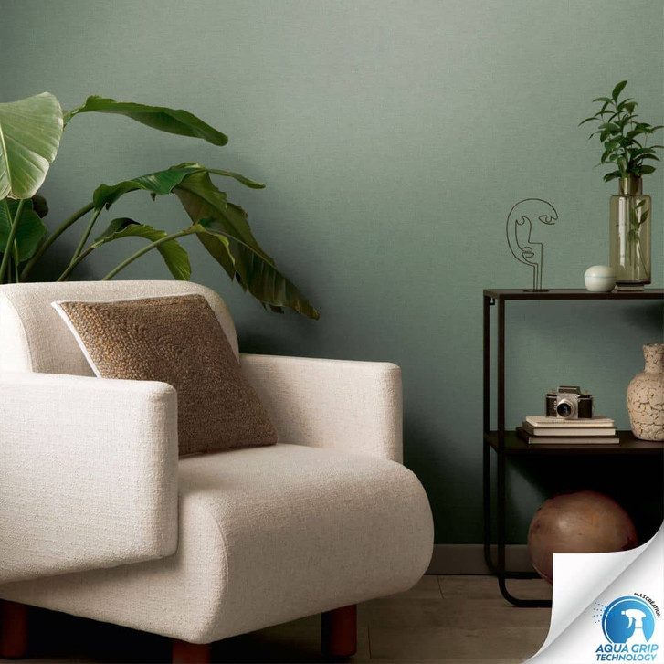 Unitapete mit Textilstruktur Grün - Einfarbige Vliestapete - Tapezieren ohne Kleister - WA465619