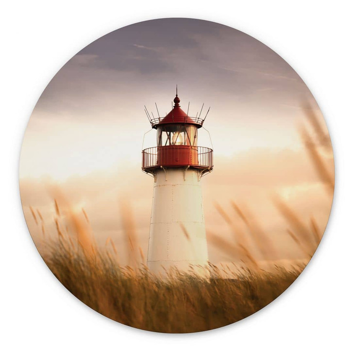 Wandbild Leuchtturm an der Küste von Sylt - Eisenmann - Alu-Dibond Rund - WA435156