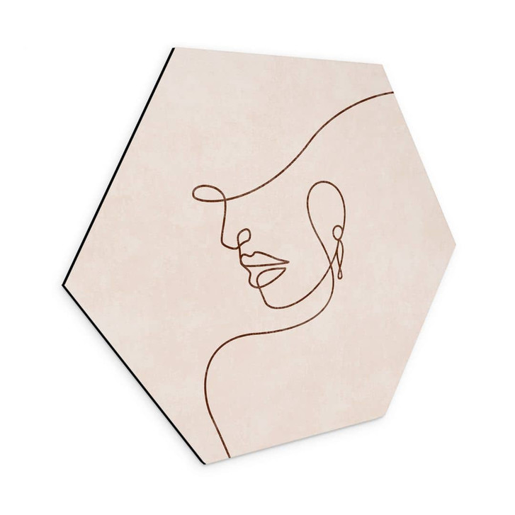 Hexagon Wandbild Zarte Konturen einer Frau - Line Art - Tunaboylu - Alu-Dibond - WA464413