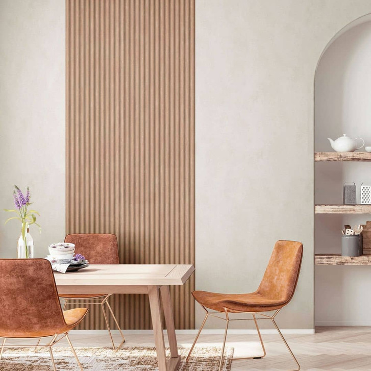 Vliestapete in Braun Beige 3D-Optik Akustikpaneel Optik Holz Streifen Klassisch - WA451197