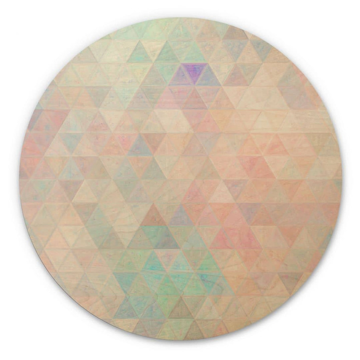 Holzbild Bunte Mosaik-Dreiecke - Jaszke - Rund - WA425126