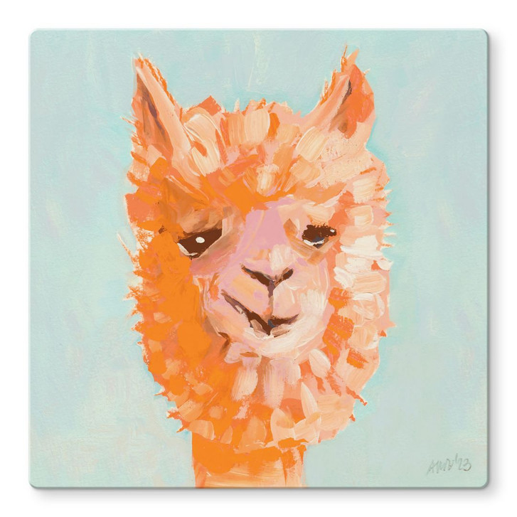 Glasbild Oranges Alpaca - Zwara - Quadratisch - WA424750