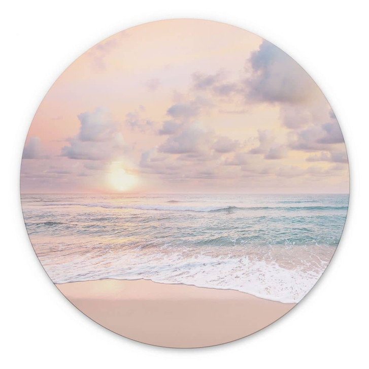 Wandbild Sonnenuntergang über Strand und Meer - Sisi & Seb - Alu-Dibond Rund - WA464742